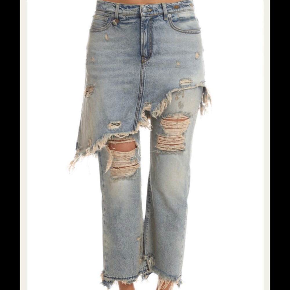 R13 Double Classic Shredded Hem